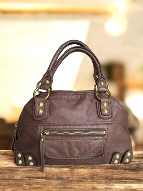 Linea Pelle Dylan Satchel Double Handle Brown Leather